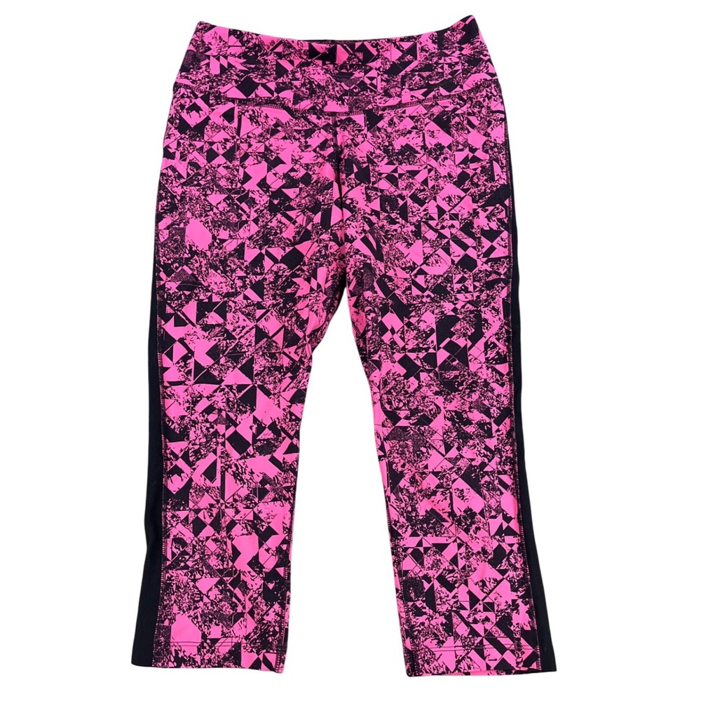 Nike Dri-FIT Pink Black Print‎ Capri Leggings Womens Medium Athletic Activewear